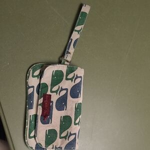 bungalow 360 Green & Navy Whale Canvas Wristlet